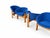 Set of Four Scandinavian Modern Blue Upholstered Tub Chairs With Oak Tripod Bases For Sale In San Diego - Image 6 of 7
