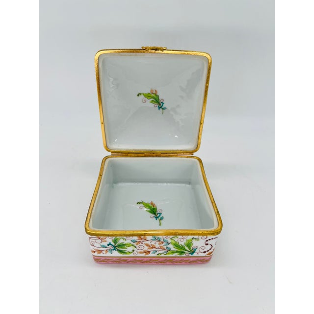 Art Nouveau Vintage Le Tallec Enamel Decorated & Gilt Porcelain Box Circa 1982 for Saks For Sale - Image 3 of 7