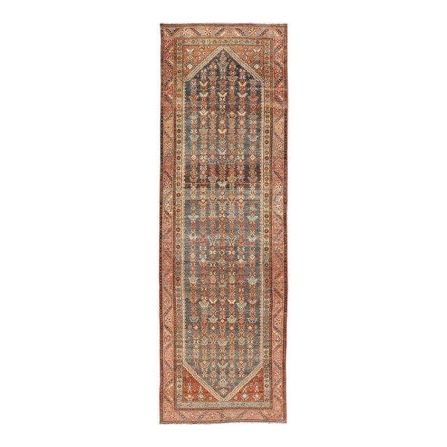 Antique Persian Hamadan Runner With Sub-Geometric Tribal Motif Design For Sale