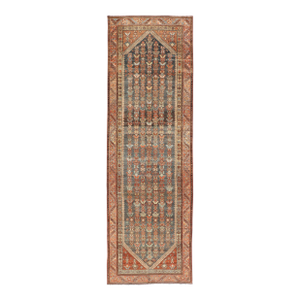 Antique Persian Hamadan Runner With Sub-Geometric Tribal Motif Design