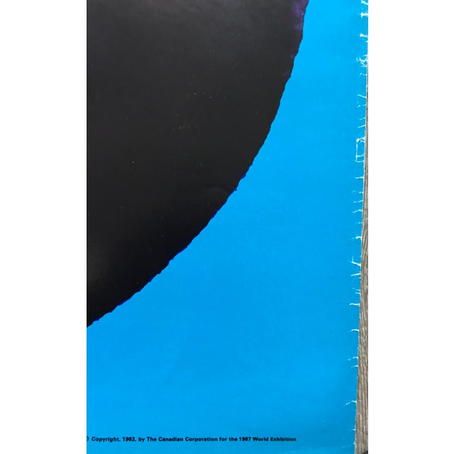 Mid-Century Modern 1967 Vintage Montreal Poster, Expo 67, International Exhibition of Fine Arts (Blue) For Sale - Image 3 of 4