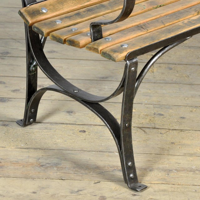 Black Riveted Iron Park Bench, 1920s For Sale - Image 8 of 13