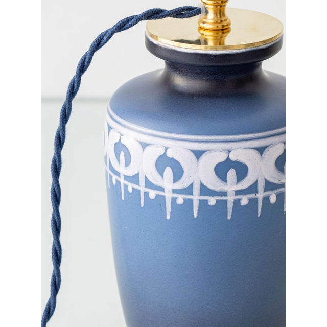 Vintage Blue and White Ceramic Table Lamps, 1970s, Set of 2 For Sale - Image 16 of 18