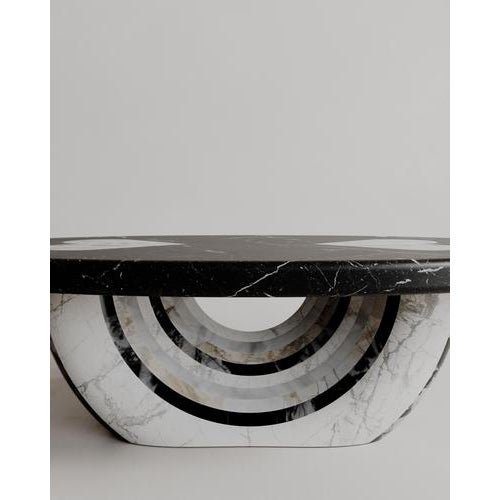 Metal Black and White Marble Heart Aïmi Coffee Table by Esther Knopfler For Sale - Image 7 of 15