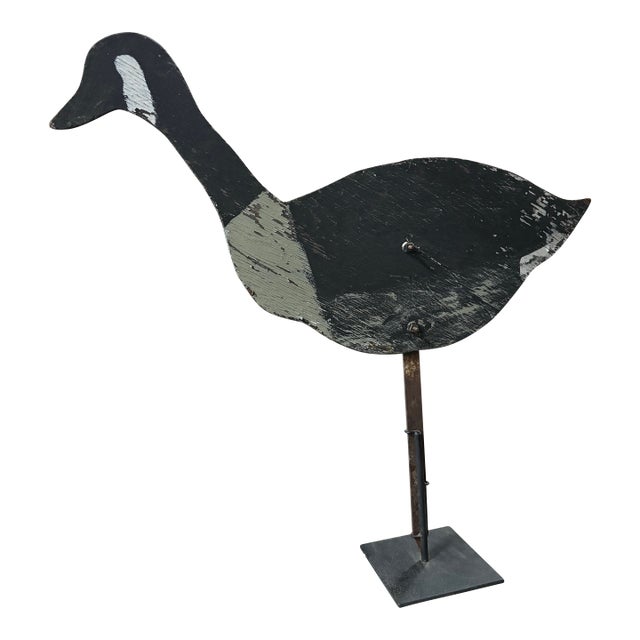 Mid 20th Century Canada Goose Decoy on Custom Iron Stand For Sale