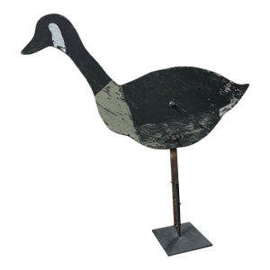 Mid 20th Century Canada Goose Decoy on Custom Iron Stand