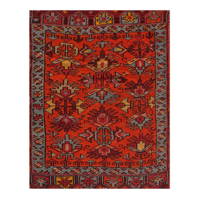 Extra Special Antique Turkish Yastik Village Rug in a Red Background Color For Sale
