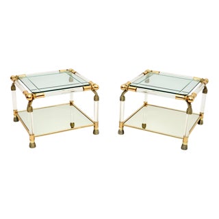 Vintage Spanish Acrylic and Glass Side Tables from Curvasa, 1970s, Set of 2 For Sale