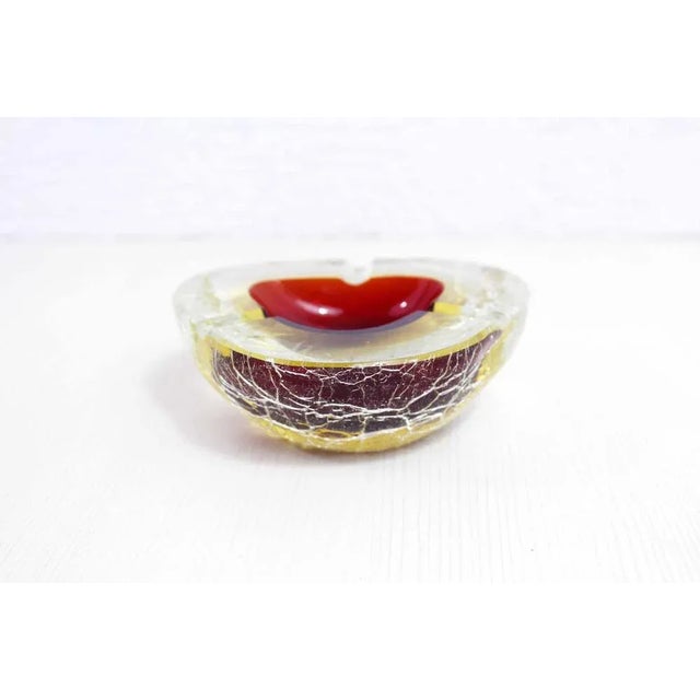 Craquele Murano Glass Ashtray For Sale - Image 6 of 10