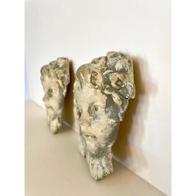 Antique Renaissance Plaster Cherub Medallions, a Pair For Sale In Houston - Image 6 of 12