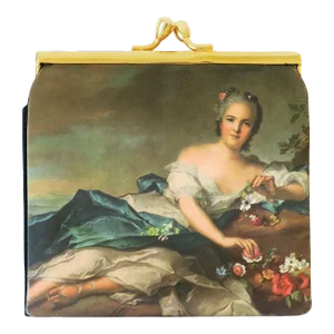 Vintage Italian Coin Change Purse Money Bill Wallet with 18th Century Oil Painting Design