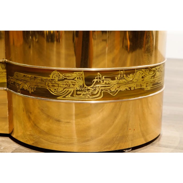 Bernard Rohne for Mastercraft Acid-Etched Brass Lamp Table or Side Table, 1970s For Sale - Image 16 of 18