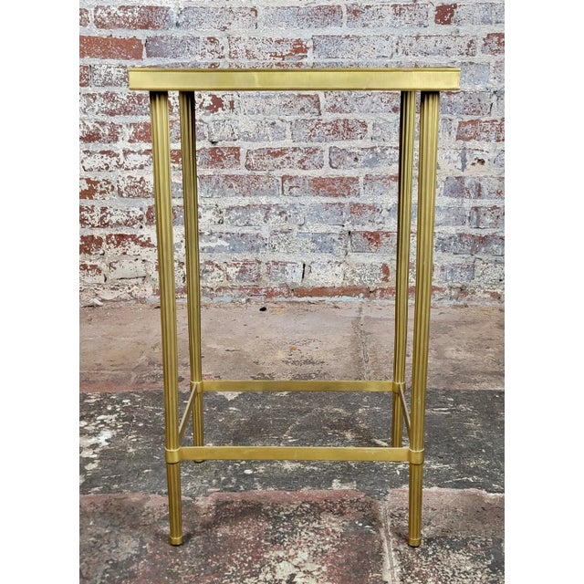 1940s French Directoire Brass Side Table With Black Granite Top For Sale - Image 5 of 7