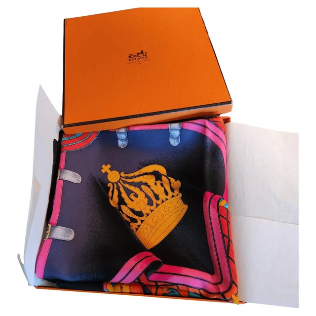 Hermès Silk Scarf Grande Tenue by designer Henri D'Origny features Émile Hermès monogram. approximately 35 inches Preowned...