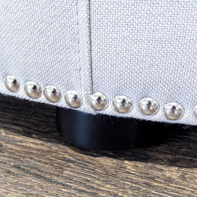 Safavieh Safavieh Florentine Beige Linen Ottoman With Nailhead Trim For Sale - Image 4 of 6