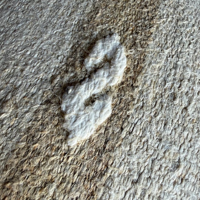 Pair of Off white, natural, greige Vintage Turkish Rug Ottomans For Sale - Image 9 of 11