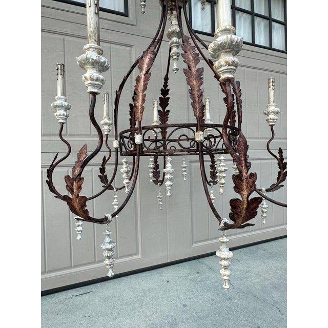 Brown Vintage French Rustic La Maison 8 Light Chandelier For Sale - Image 8 of 11