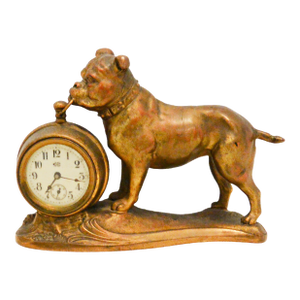 Late 19th Century Cast Spelter Art Metal "Bulldog" Figural Mantel Clock Stand