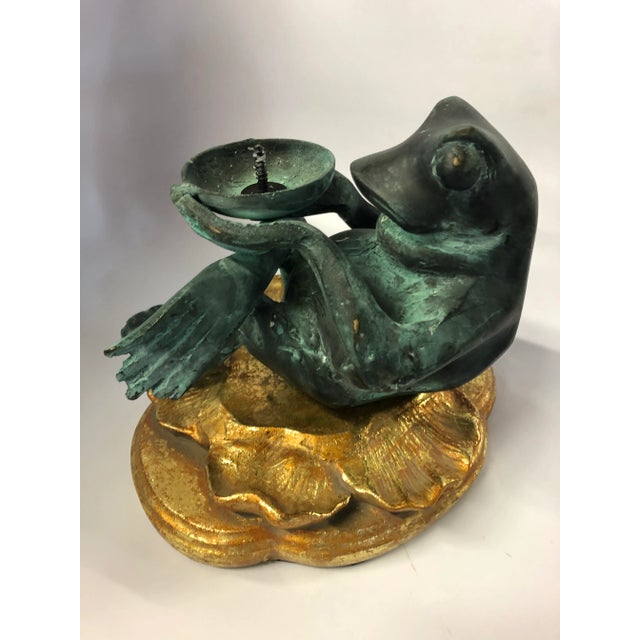 Frederick Cooper Bronze Frog Paradise Candle Holder.