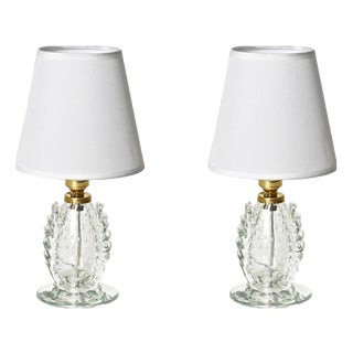 Bullicante Murano Glass Floral Table Lamps from Seguso, Italy, 1950s, Set of 2 For Sale