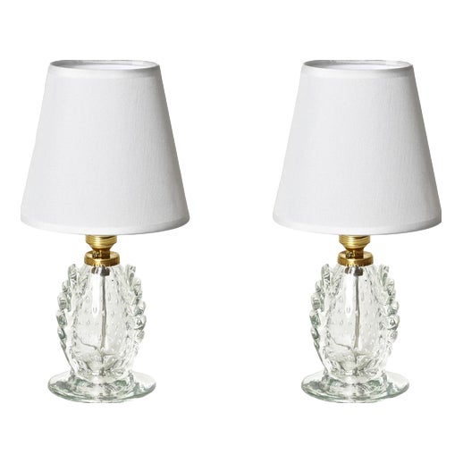 Bullicante Murano Glass Floral Table Lamps from Seguso, Italy, 1950s, Set of 2 For Sale
