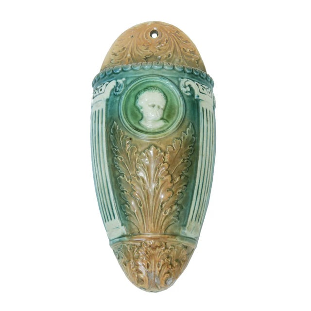 1910s Roseville Cameo Ceramic Wall Pocket For Sale