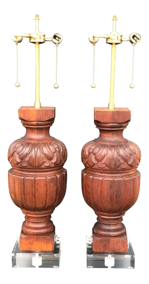 Architectural Baluster Fragments Mounted as Lamps - a Pair