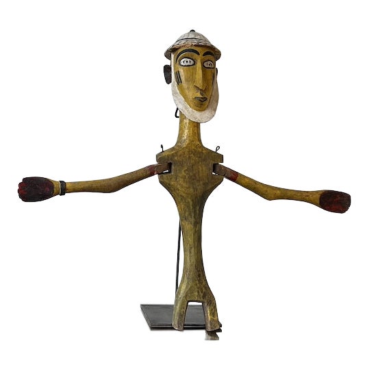 Bambara Puppet Figurine, 1950s, Paint and Wood For Sale