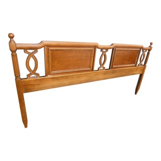 1950s Mid Century Modern Solid Cherry Wood King Headboard For Sale