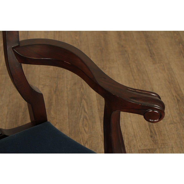 2010s Ethan Allen Queen Anne Style Pair of Carved Mahogany Armchairs For Sale - Image 5 of 12