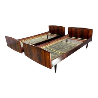 Stunning Danish Rosewood Beds by Sannemanns, Two Available For Sale