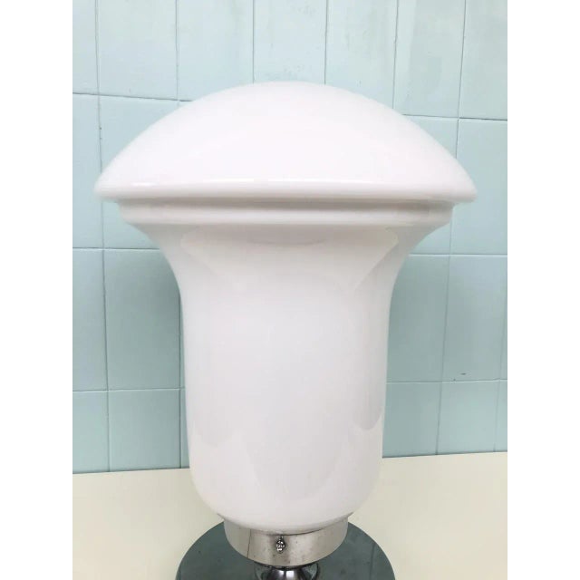 White Italian Table Lamp in Glass and Steel, 1970s For Sale - Image 8 of 12