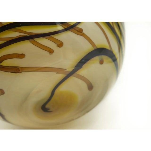 1980s Daniel Edler Trellis Tri Floral Art Glass Bowl For Sale - Image 5 of 9