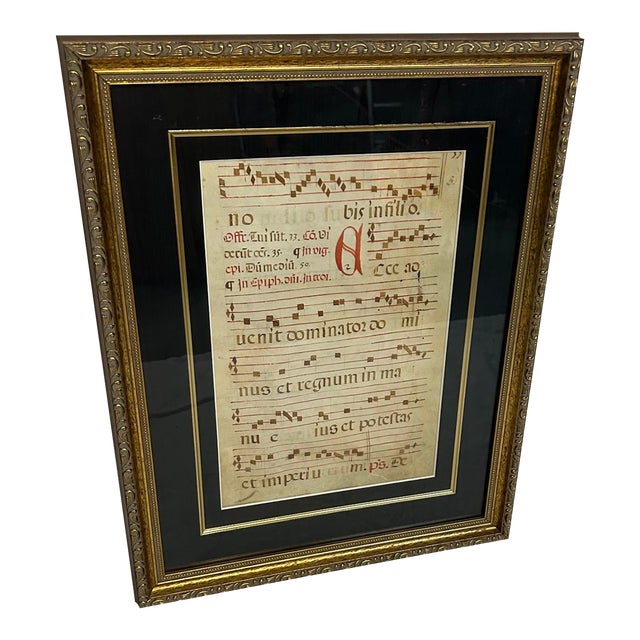 Illuminated Musical Antiphonal Manuscript on Vellum With Grand Initials ...