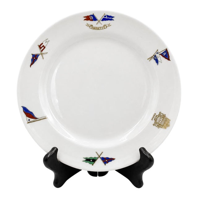 Vintage New York Yacht Club Nautical Burgee Flag Plate For Sale