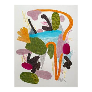 Contemporary Abstract Acrylic and Colored Pencil on Arches 300 Paper "Early Morning Perception" by Jessica Snow For Sale