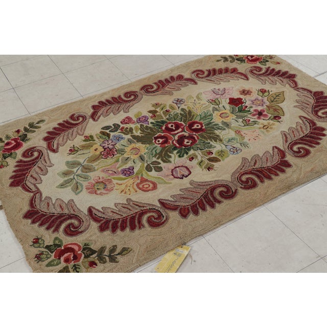 Traditional Antique Hooked Rug in Beige-Brown With Colorful Floral Patterns From Rug & Kilim For Sale - Image 3 of 10