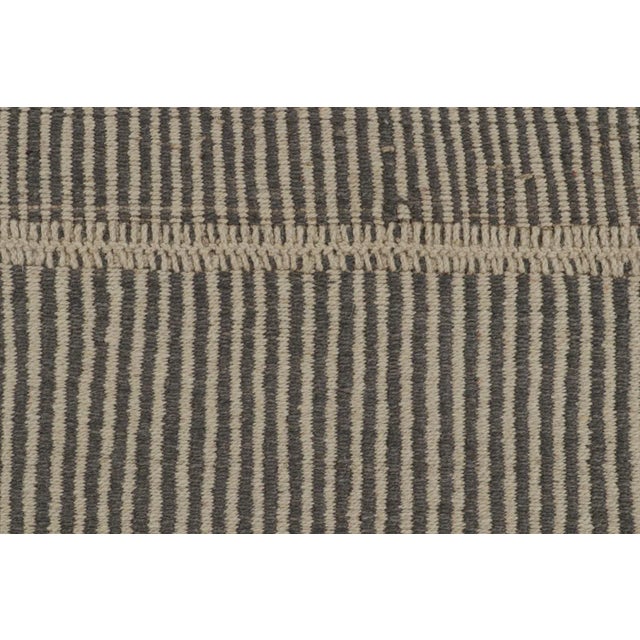 Textile Rug & Kilim’s Contemporary Kilim in Beige and Gray Stripes For Sale - Image 7 of 7