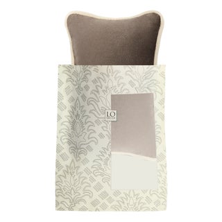 The Gift Micro Cushion in Grey Velvet with White Piping by Lorenza Briola for Lo Decor For Sale