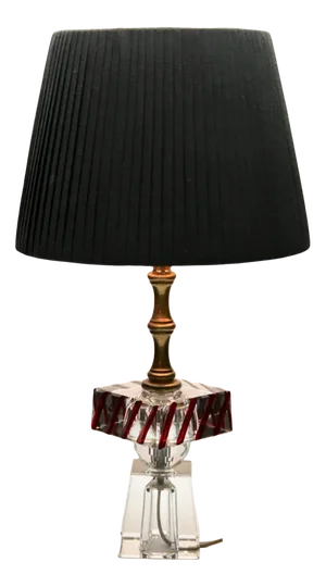 Modernist Table Lamp in Cut Crystal with Platform