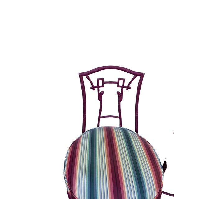2 Vintage Chinese Chippendale Regency Side Chair Counter Stools Aluminum Bamboo For Sale - Image 13 of 16