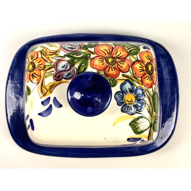 Vintage Hand-Painted Butter Dish or Condiment Holder by Olaria For Sale - Image 11 of 13