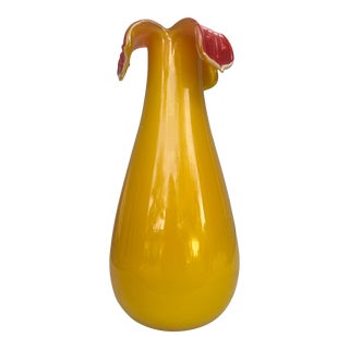 1980s Yellow and Red Jack in the Pulpit Murano Style Vase For Sale