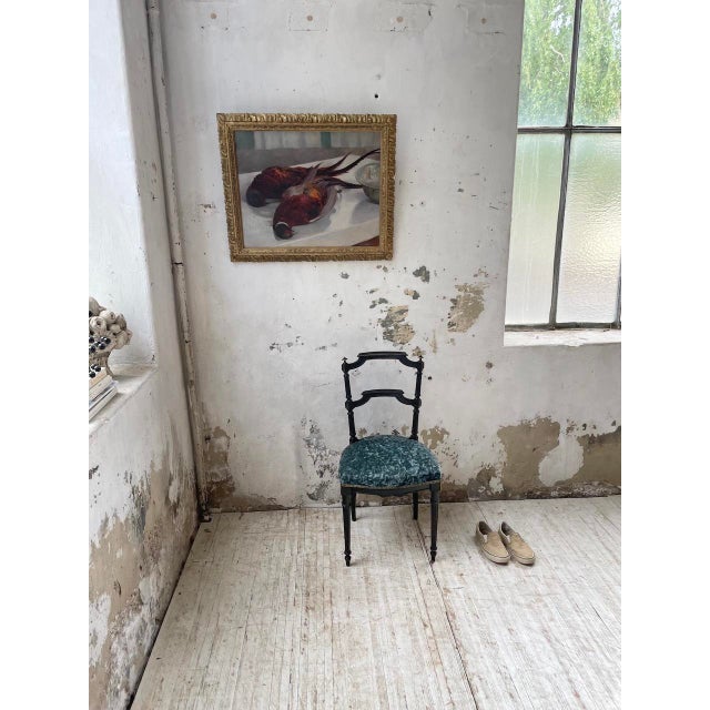 Wood Napoleon III Chair in Blue Velvet, 1890s For Sale - Image 7 of 18