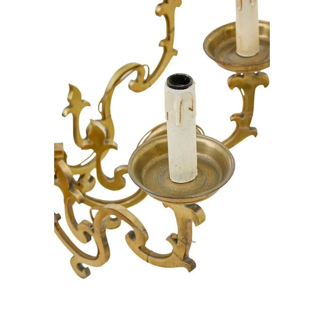 Large Early 20th Century 8 Arm Brass Chandelier, 1920s For Sale - Image 4 of 8