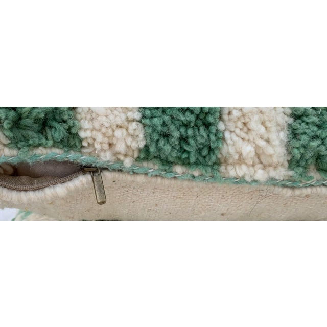 Green Custom Checkered Moroccan Pillow Covers- a Pair For Sale - Image 8 of 8