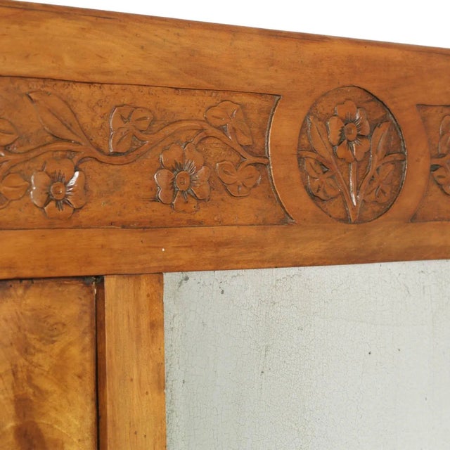 Art Nouveau Walnut Wall Mirror with Shelf & Two Drawers, 1910s For Sale - Image 3 of 5