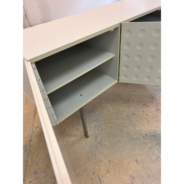 Wood White Sideboard with Circular Relief Pattern For Sale - Image 7 of 11