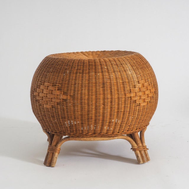 Rattan Ottoman or Side Table, 1970s For Sale - Image 4 of 18