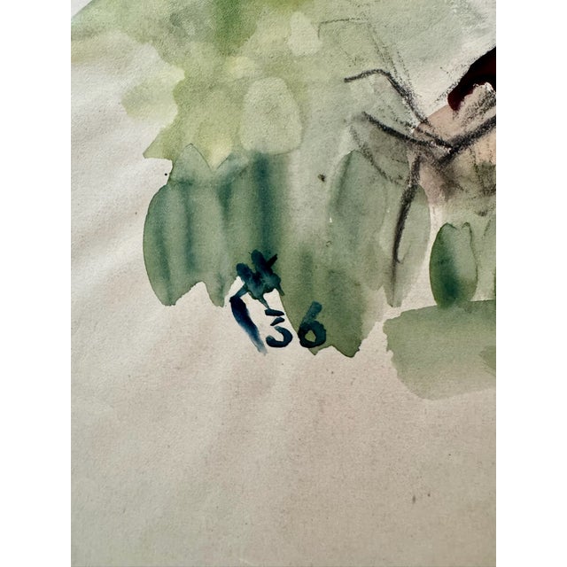 1930s Henry Emil Salloch Original Watercolor on Paper Woman in Traditional Folk Dress, 1936. For Sale - Image 5 of 7